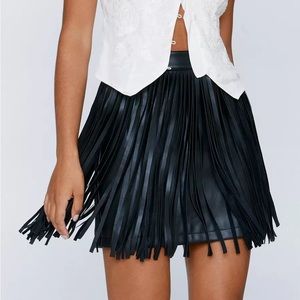 NEW Nasty Gal Premium Faux Leather Fringe Mini Skirt